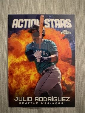 Topps Action Stars Julio Rodríguez - Teal and Orange Baseball Card